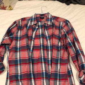 j crew plaid pink and blue shirt - mens - size L